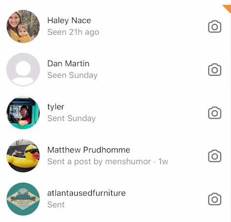 Instagram DMS and top chat with orange flag