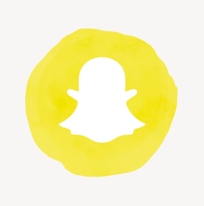 Snapchat white icon on the yellow circle