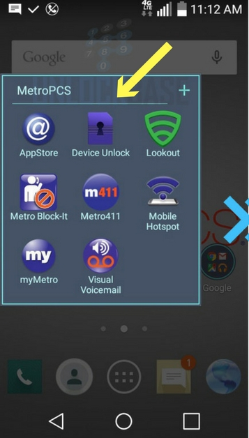 Smartphone menu with unlocking application