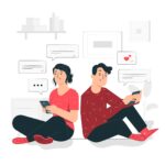 Couple texting concept illustration